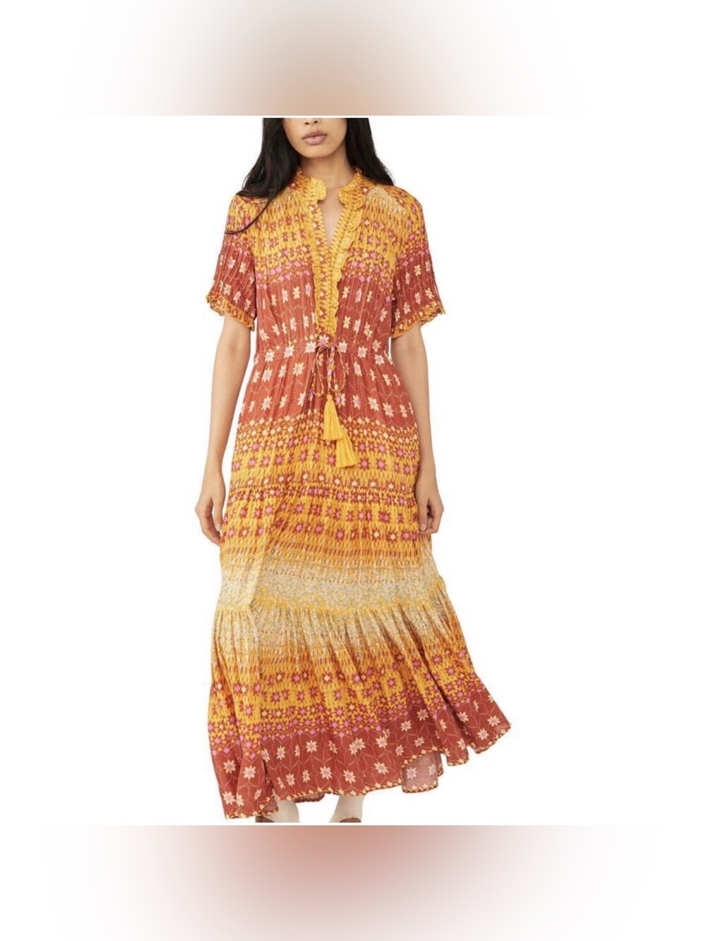 Free People Rare Feelings Maxi Dress In Goldenrod Combo